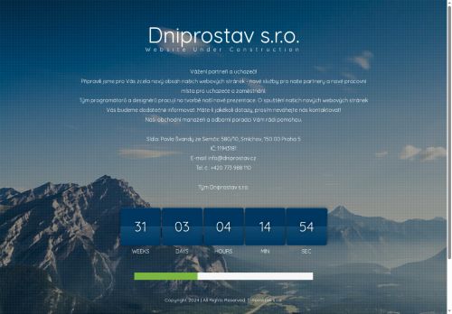 Webové stránky Dniprostav s.r.o., Praha