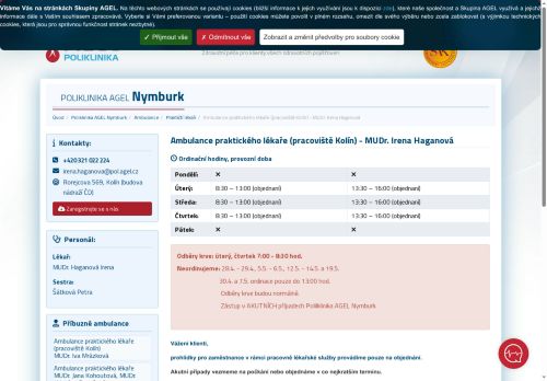 Zobrazit webové stránky Praktický lékař pro dospělé - MUDr. Irena Haganová