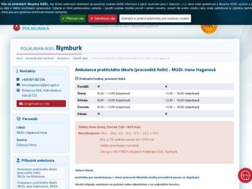 Praktický lékař pro dospělé - MUDr. Irena Haganová