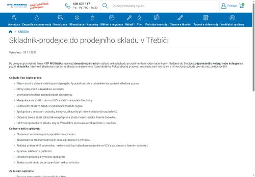 Webové stránky HTP Moravia s.r.o., Třebíč