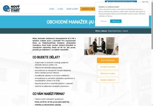 Webové stránky NOVÝ START, personální agentura s.r.o., Velké Meziříčí