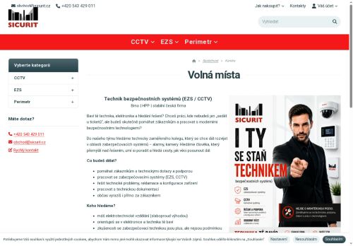 Webové stránky SICURIT CS, spol. s r.o., Brno