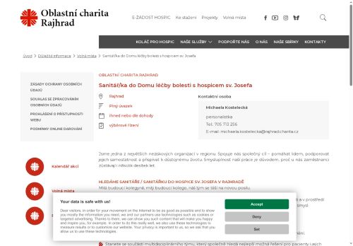 Webové stránky Oblastní charita Rajhrad, Rajhrad