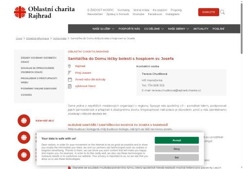 Webové stránky Oblastní charita Rajhrad, Rajhrad