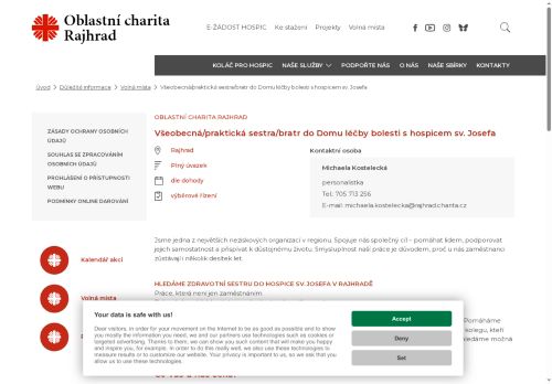 Webové stránky Oblastní charita Rajhrad, Rajhrad