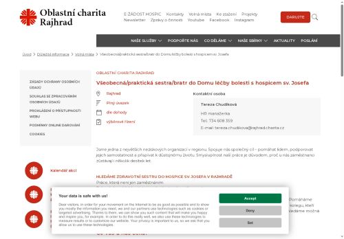Webové stránky Oblastní charita Rajhrad, Rajhrad