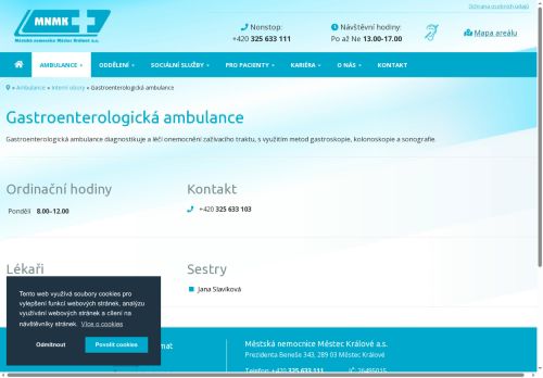 Zobrazit webové stránky Gastroenterologická ambulance Městská nemocnice Městec Králové
