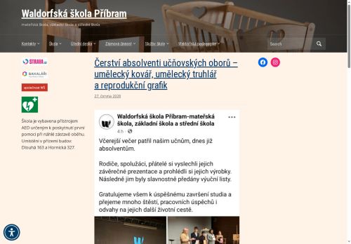 Webové stránky Waldorfská škola Příbram - mateřská škola, základní škola a střední škola, Příbram