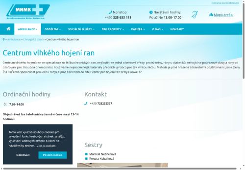 Zobrazit webové stránky Centrum vlhkého hojení ran Městská nemocnice Městec Králové
