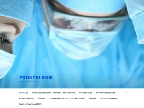 Proktologická poradna Městská nemocnice Městec Králové - MUDr. Vladimír Švejcar