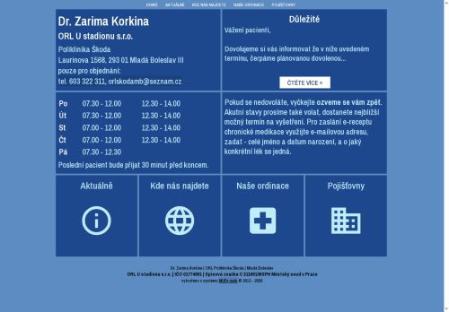 Zobrazit webové stránky ORL U stadionu s.r.o.- Dr. Zarima Korkina