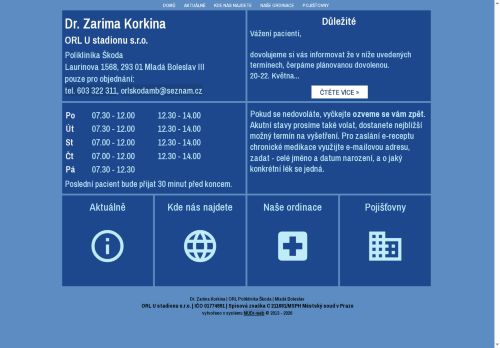 Zobrazit webové stránky ORL U stadionu s.r.o.- Dr. Zarima Korkina