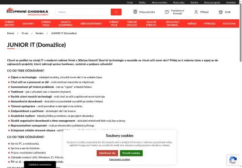 Webové stránky PRVNÍ CHODSKÁ s.r.o., Domažlice