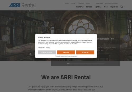 Webové stránky ARRI Rental Deutschland GmbH, organizační složka, Praha