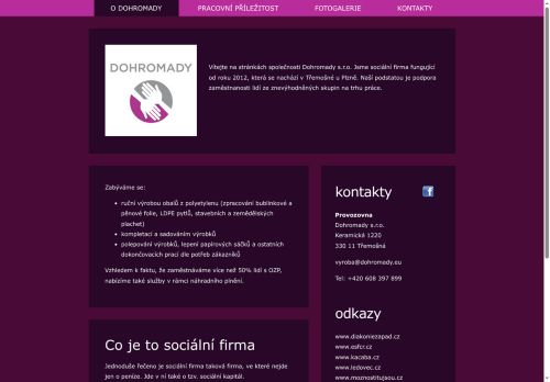 Dohromady s.r.o. nabízí práci na pozici výrobní pracovník v obci Třemošná