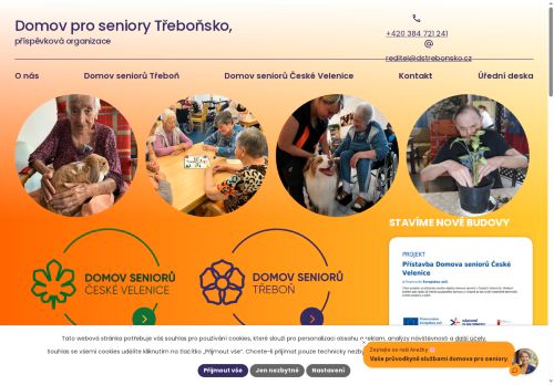 Domov pro seniory Třeboňsko, příspěvková organizace nabízí práci na pozici Sociální pracovníci v oblasti péče o seniory (kromě péče o zdravotně postižené) v obci České Velenice