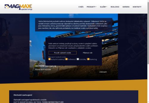 Webové stránky MAGMAX – speciální stroje s.r.o., Brno