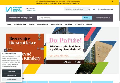 Webové stránky Moravská zemská knihovna v Brně, Brno