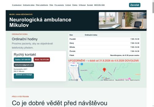 Zobrazit webové stránky Neurologická ambulance - MUDr. Hana Běhůnková