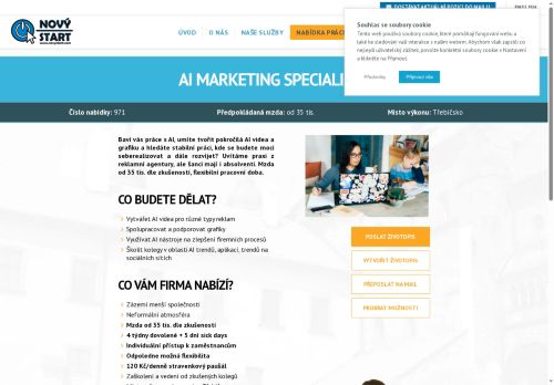 Webové stránky NOVÝ START, personální agentura s.r.o., Třebíč