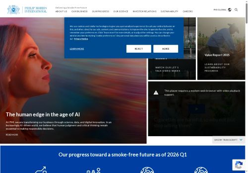 Webové stránky Philip Morris ČR a.s., Kutná Hora