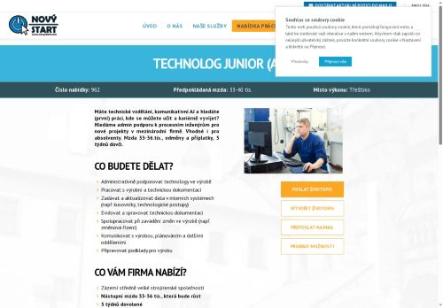 Webové stránky NOVÝ START, personální agentura s.r.o., Třešť