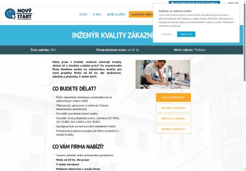 Webové stránky NOVÝ START, personální agentura s.r.o., Třešť