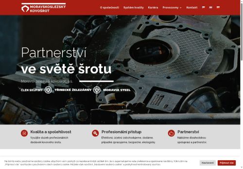Webové stránky Moravskoslezský kovošrot, a.s., Znojmo