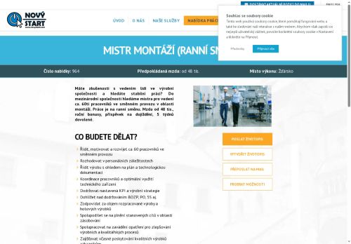 Webové stránky NOVÝ START, personální agentura s.r.o., Žďár nad Sázavou