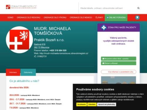 Praktický lékař pro dospělé Praktik Bozeň s.r.o. - MUDr. Michaela Tomšíčková