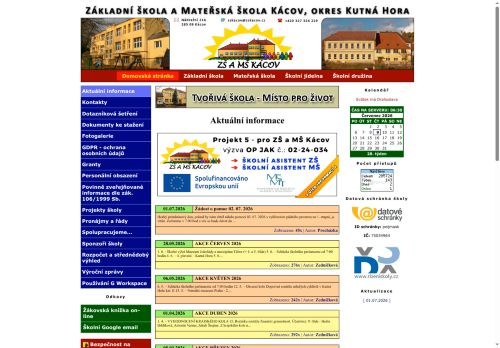 Základní škola a Mateřská škola Kácov, okres Kutná Hora nabízí práci na pozici Učitel/ka MŠ v obci Kácov