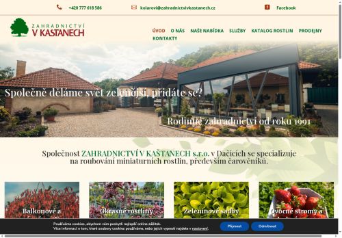 Webové stránky Zahradnictví v Kaštanech s.r.o., Dačice
