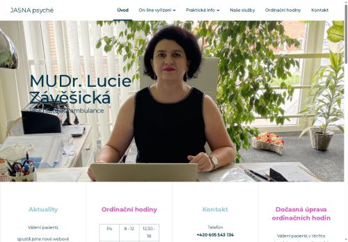 Zobrazit webové stránky Psychiatrická ambulance JASNA psyché s.r.o. - MUDr. Lucie Závěšická, PhD.