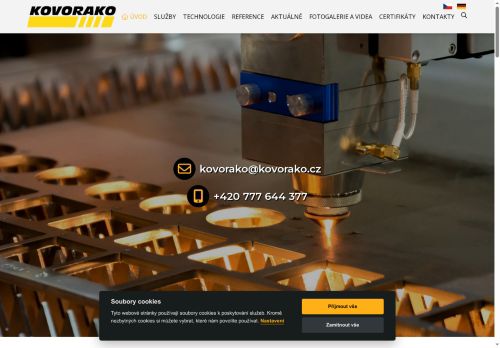 Webové stránky KOVORAKO, s.r.o., Rakovník