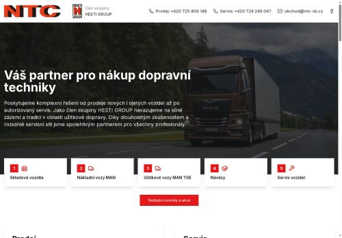 Webové stránky NTC, s. r. o., Velká Bíteš