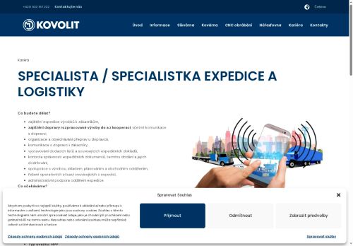 Webové stránky Kovolit a.s., Brno