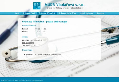Zobrazit webové stránky Diabetologická ambulance - MUDr. Jana Vladařová, MUDr. Romana Pytlíková Vladařová, MUDr. Olga Mírková