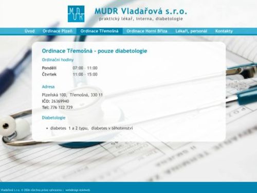 Diabetologická ambulance - MUDr. Jana Vladařová, MUDr. Romana Pytlíková Vladařová, MUDr. Olga Mírková