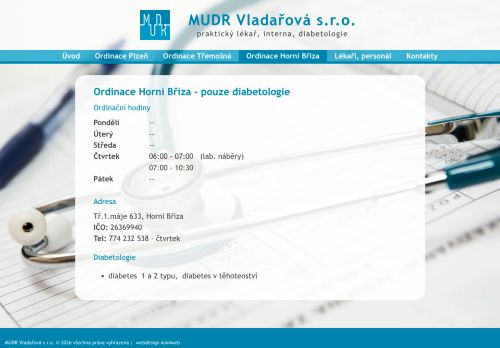Zobrazit webové stránky Diabetologická ambulance - MUDr. Jana Vladařová, MUDr. Romana Pytlíková Vladařová, MUDr. Olga Mírková
