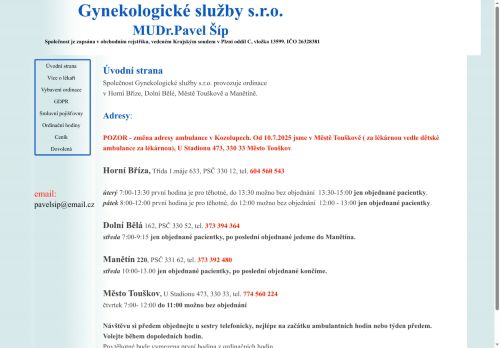 Zobrazit webové stránky Gynekologie - MUDr. Pavel Šíp
