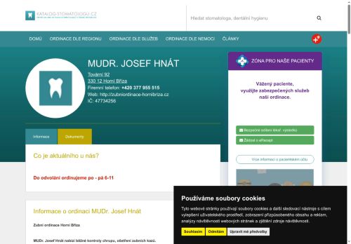Zobrazit webové stránky Zubní ordinace - MUDr. Josef Hnát