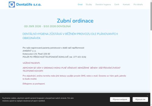 Zobrazit webové stránky Zubní ordinace Dentalife s.r.o. - MDDr. Adéla Reznichenko, MUDr. Michal Jelínek