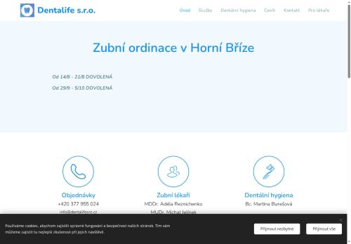 Zobrazit webové stránky Zubní ordinace Dentalife s.r.o. - MDDr. Adéla Reznichenko, MUDr. Michal Jelínek