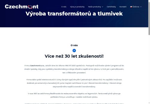 Webové stránky CZECHMONT, spol. s r.o., Vejprnice