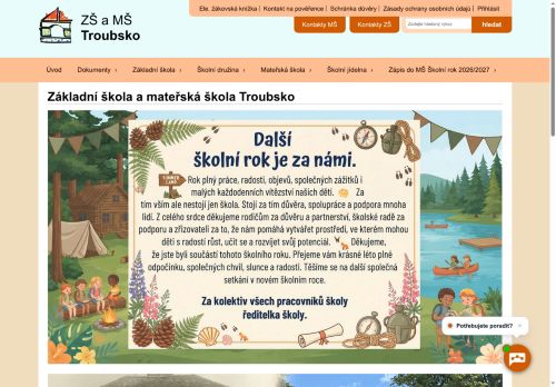 Webové stránky Základní škola a mateřská škola Troubsko, okres Brno - venkov, příspěvková organizace, Troubsko
