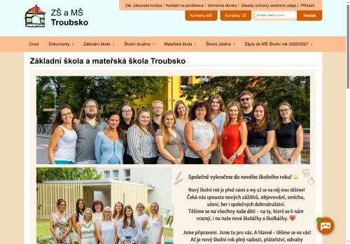 Webové stránky Základní škola a mateřská škola Troubsko, okres Brno - venkov, příspěvková organizace, Troubsko