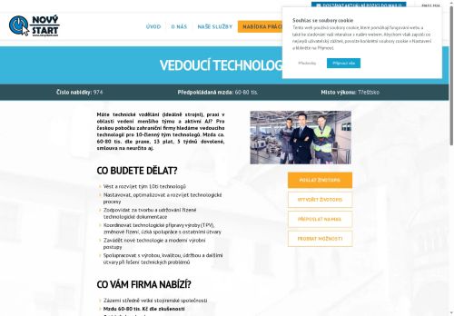 Webové stránky NOVÝ START, personální agentura s.r.o., Třešť