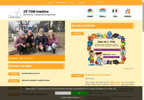 Webové stránky Základní škola T.G.Masaryka Ivančice, okres Brno-venkov, příspěvková organizace, Ivančice