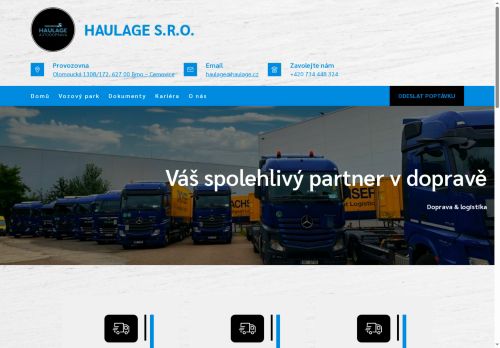 Webové stránky HAULAGE s.r.o., Brno