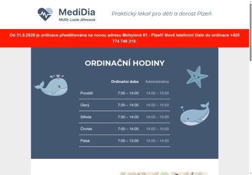 Zobrazit webové stránky Praktický lékař pro děti a dorost MediDia - MUDr. Lucie Jiřincová